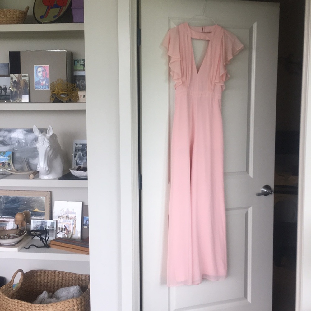 Pink chiffon jump suit